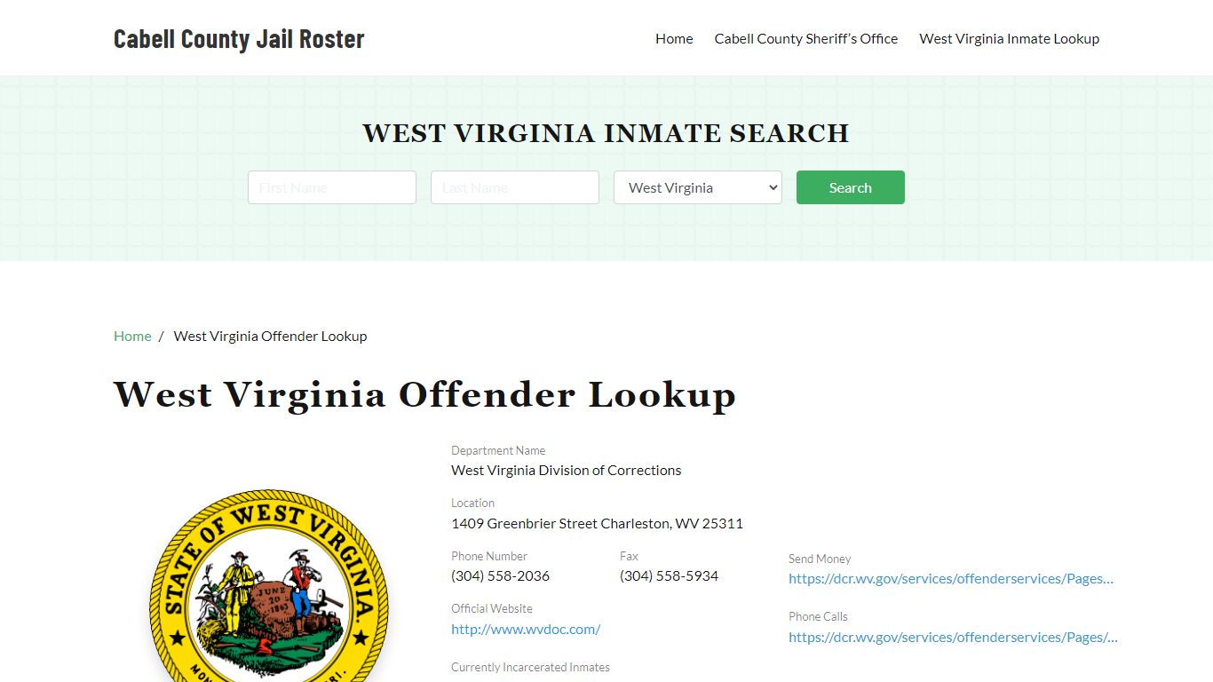 West Virginia Inmate Search, Jail Rosters